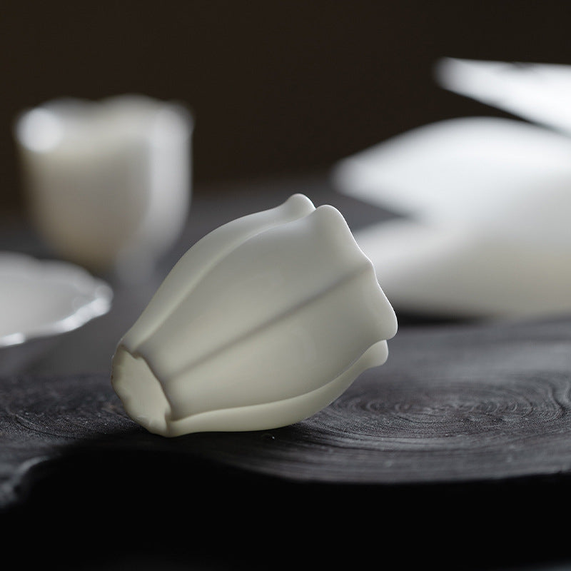 Mutton-Fat Jade-Like Porcelain Tulip Gongfu Tea Cup