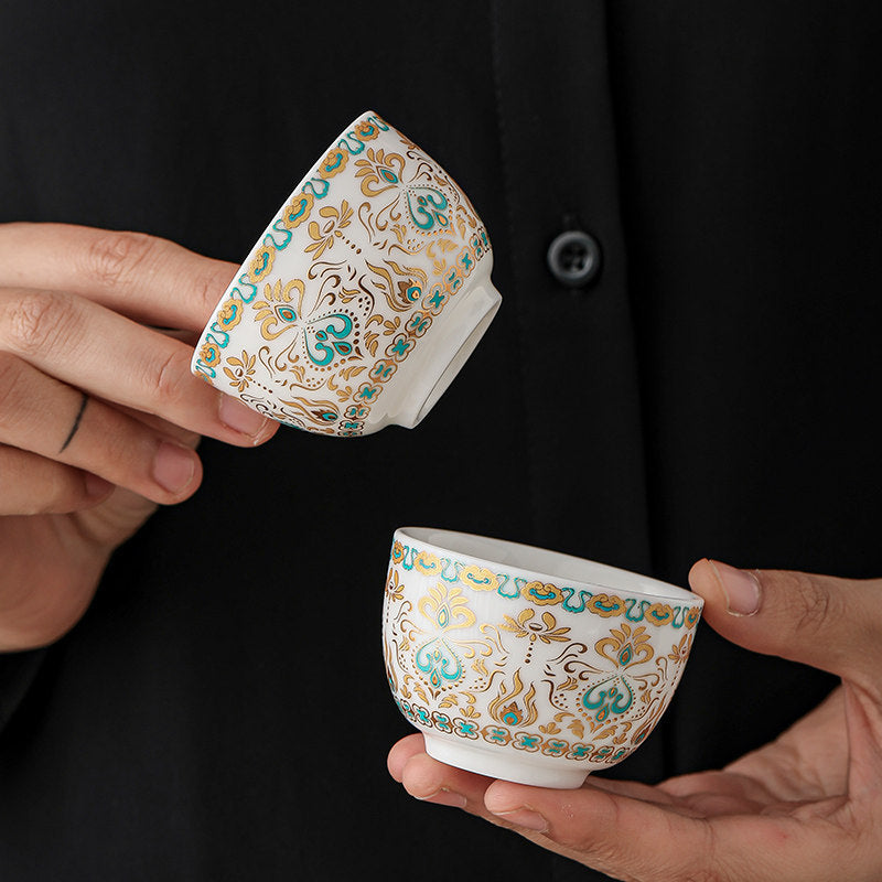 Mutton-Fat Jade Dunhuang Ceramic Teacup