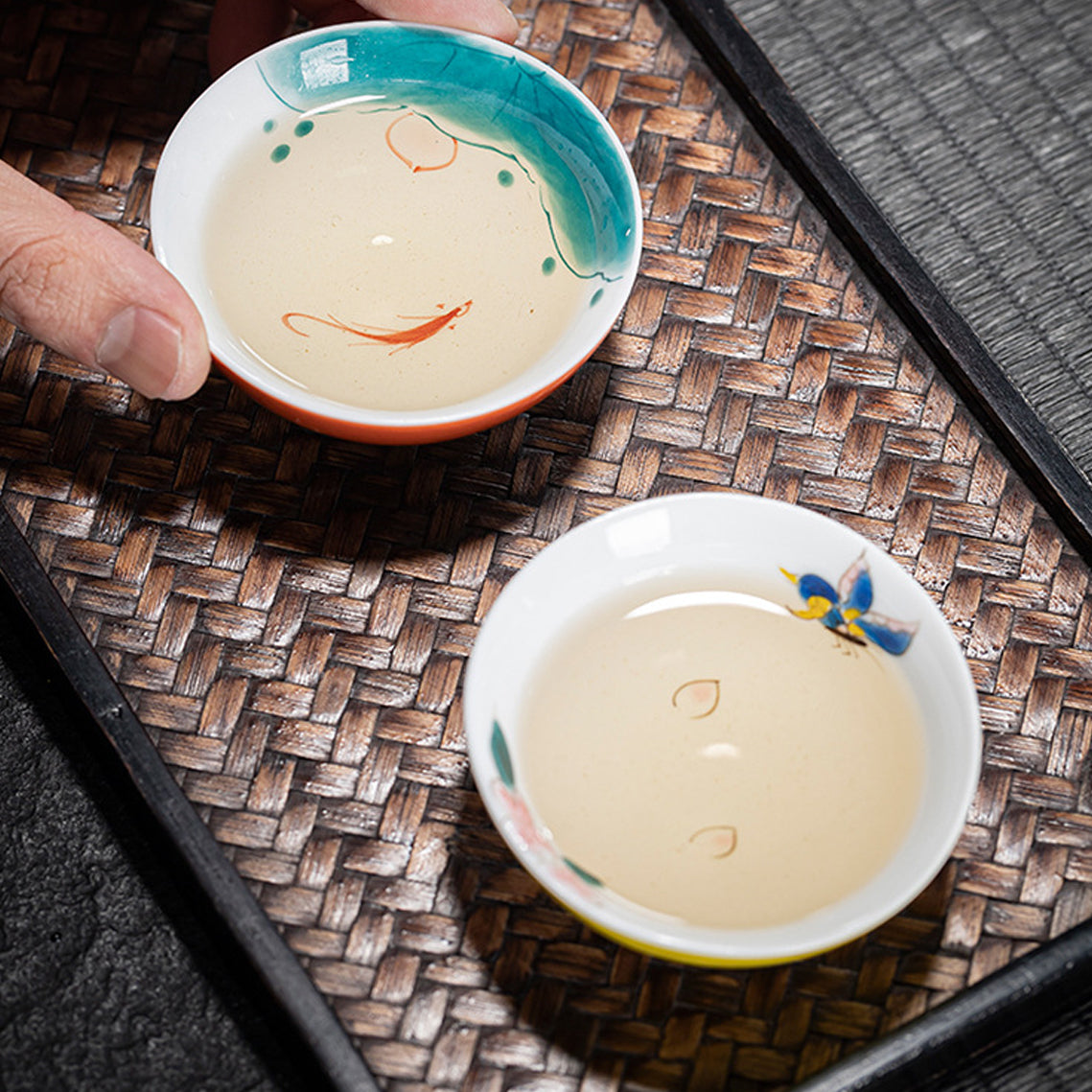 Hand-Painted Six-Color Rainbow Gongfu Tea Cup