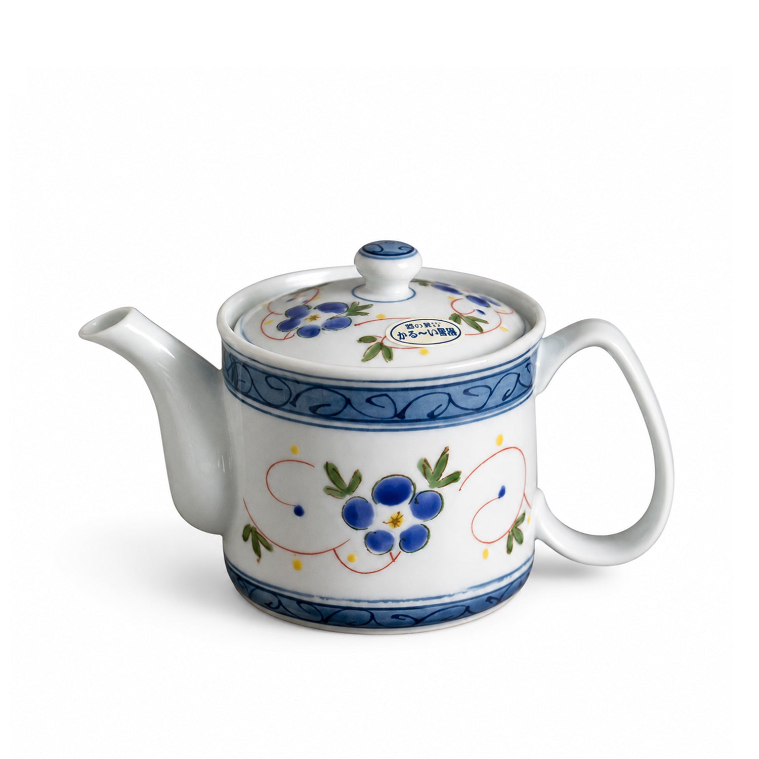 Japanese Hasami Ware Hand-Painted Floral Porcelain Teapot