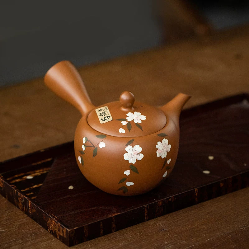Japanese Sakura Black Clay Kyusu Teapot Collection