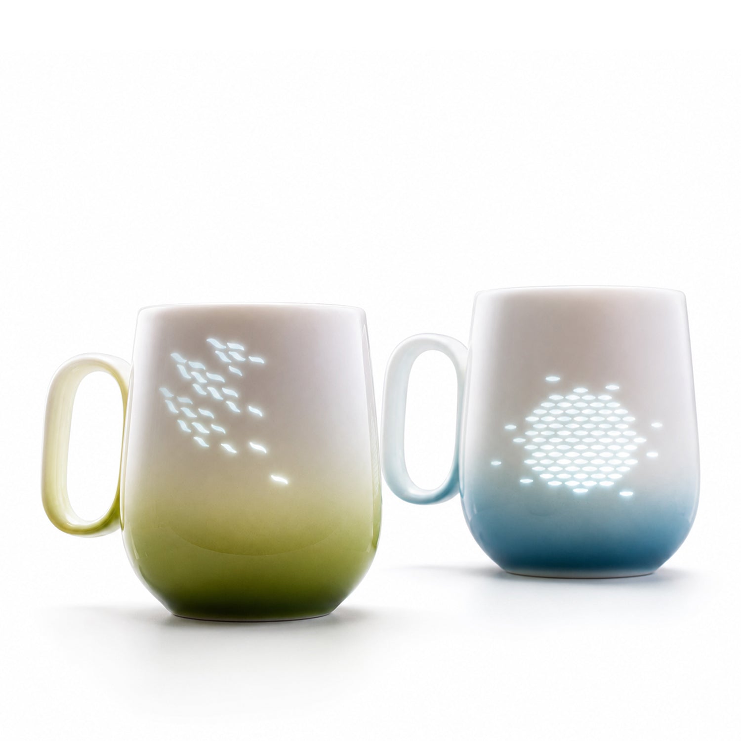 Jingdezhen Linglong Rice-Grain Porcelain Couple Mug Set