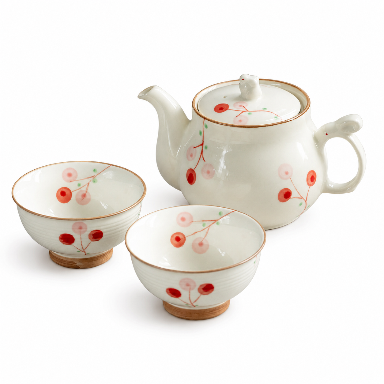 Japanese Cherry Blossom Rabbit Ceramic Tea Set