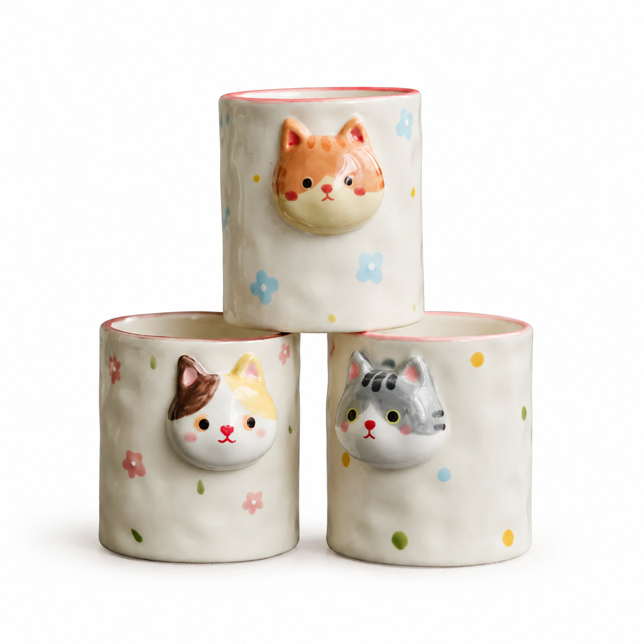 Handcrafted Ceramic Cat Mug with 3D Tail Handle