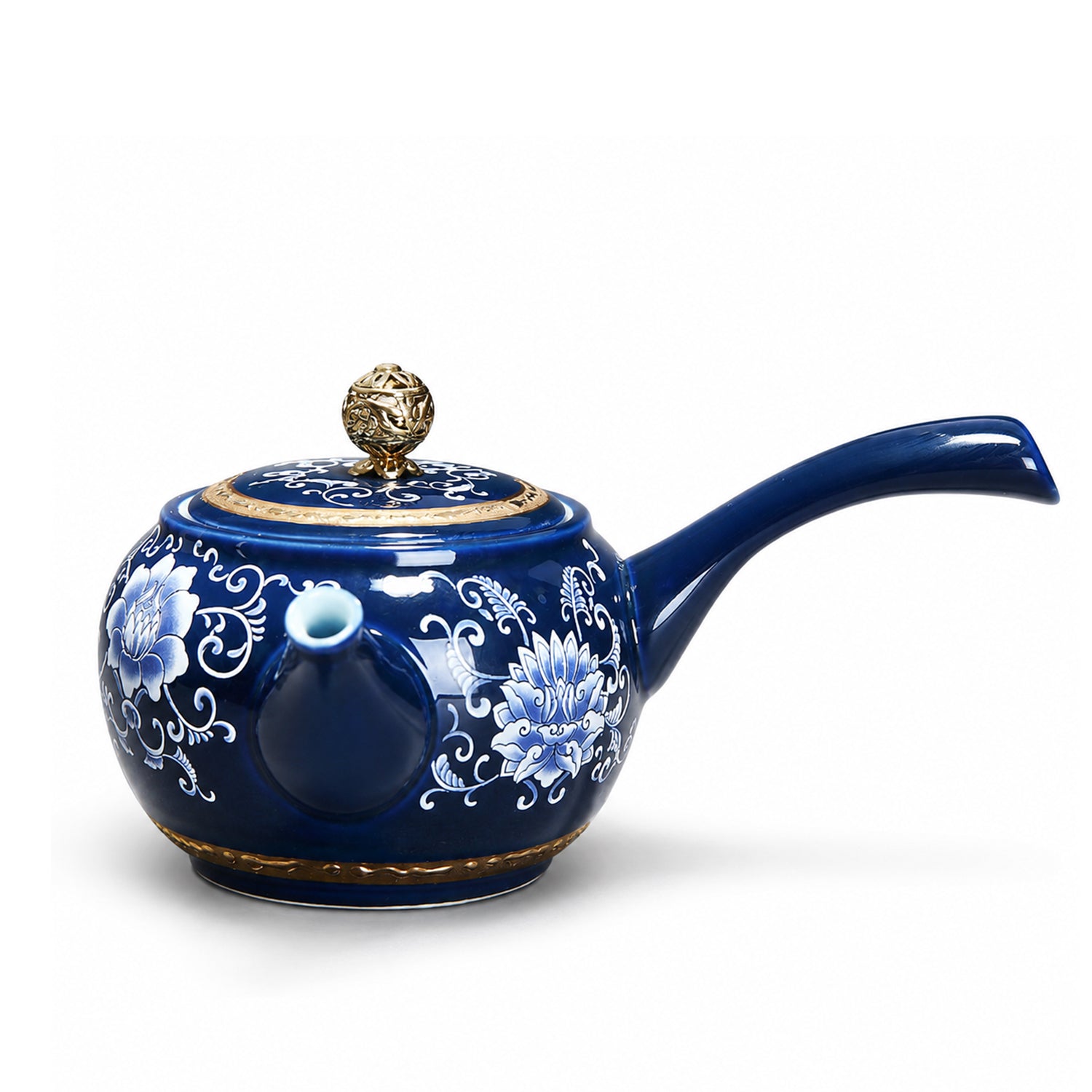 Blue Porcelain Side-Handle Teapot