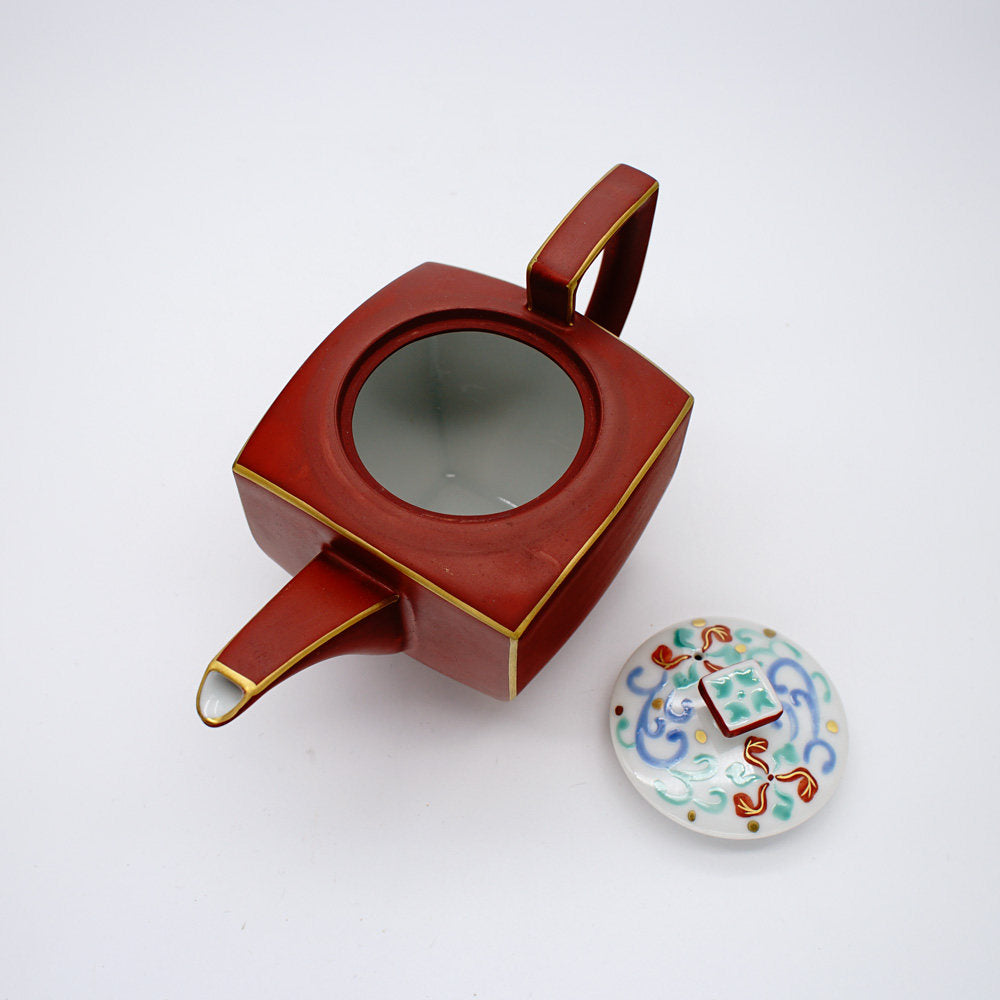 Japanese Mino Ware Aka-e Vermilion Teapot & Cup Set