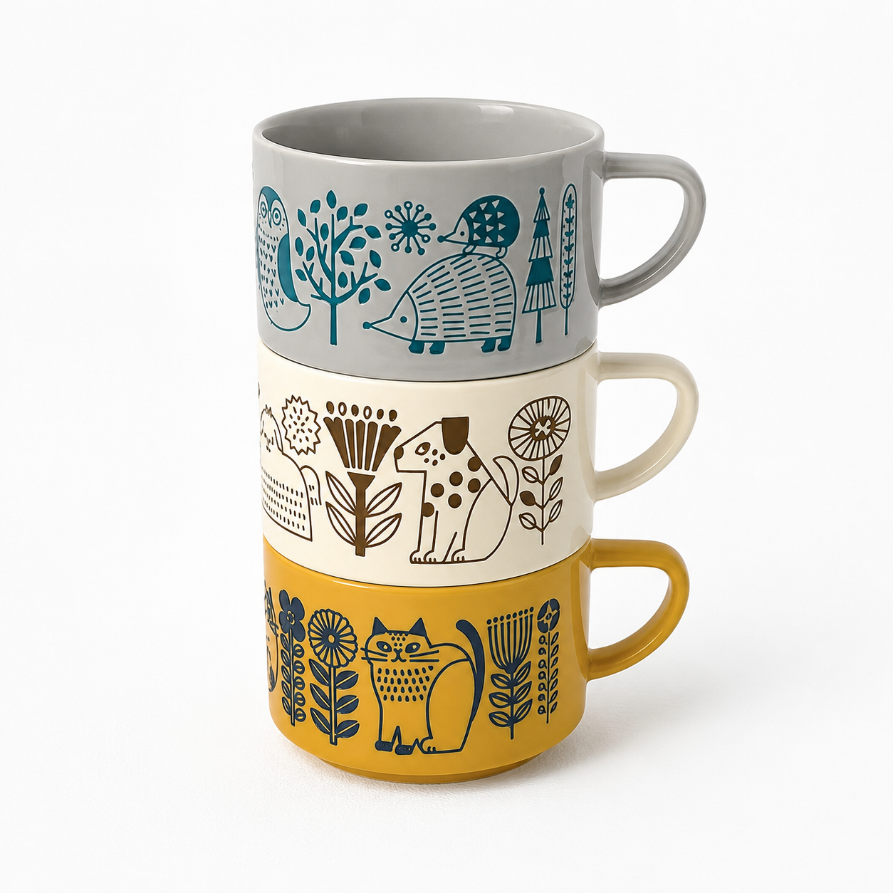 Embossed Nordic Animal Ceramic Mug Collection