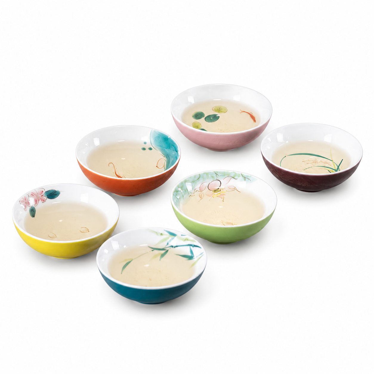 Hand-Painted Six-Color Rainbow Gongfu Tea Cup