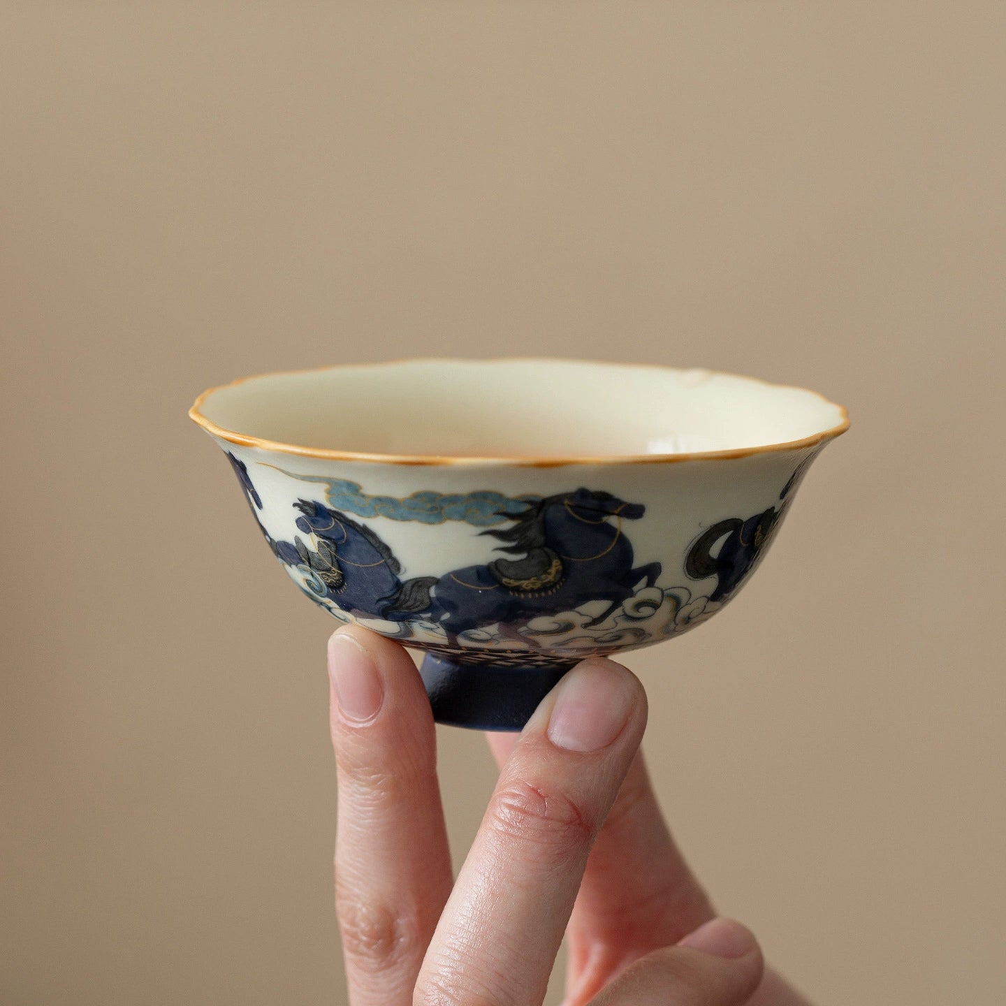 Blue Galloping Horse Gongfu Tea Cup