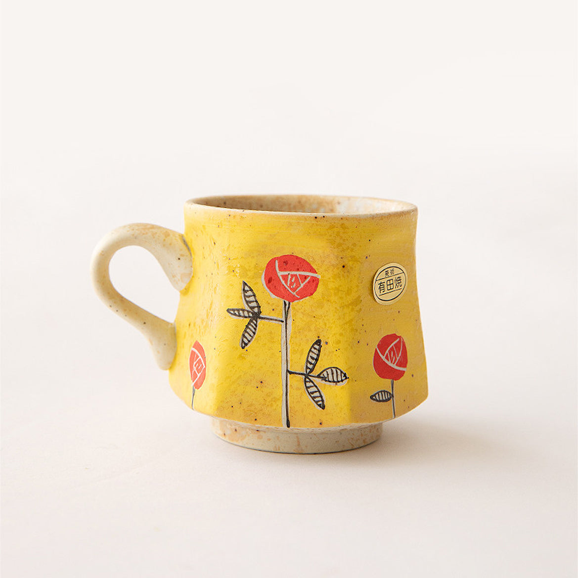 Hand-Painted Arita-Yaki Yellow Rose Cup & Saucer Set