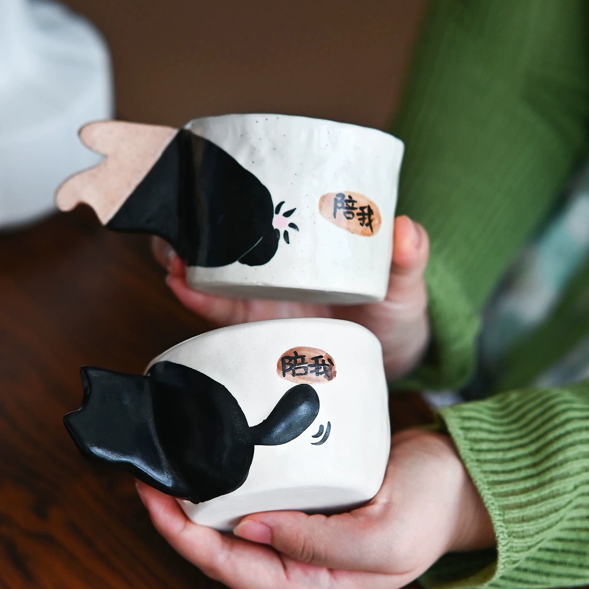Accompany Me Handcrafted Cat & Rabbit Ceramic Cup Collection