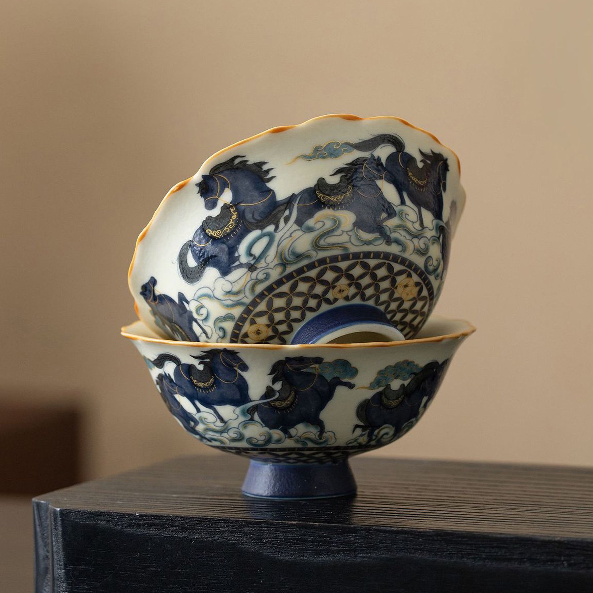 Blue Galloping Horse Gongfu Tea Cup