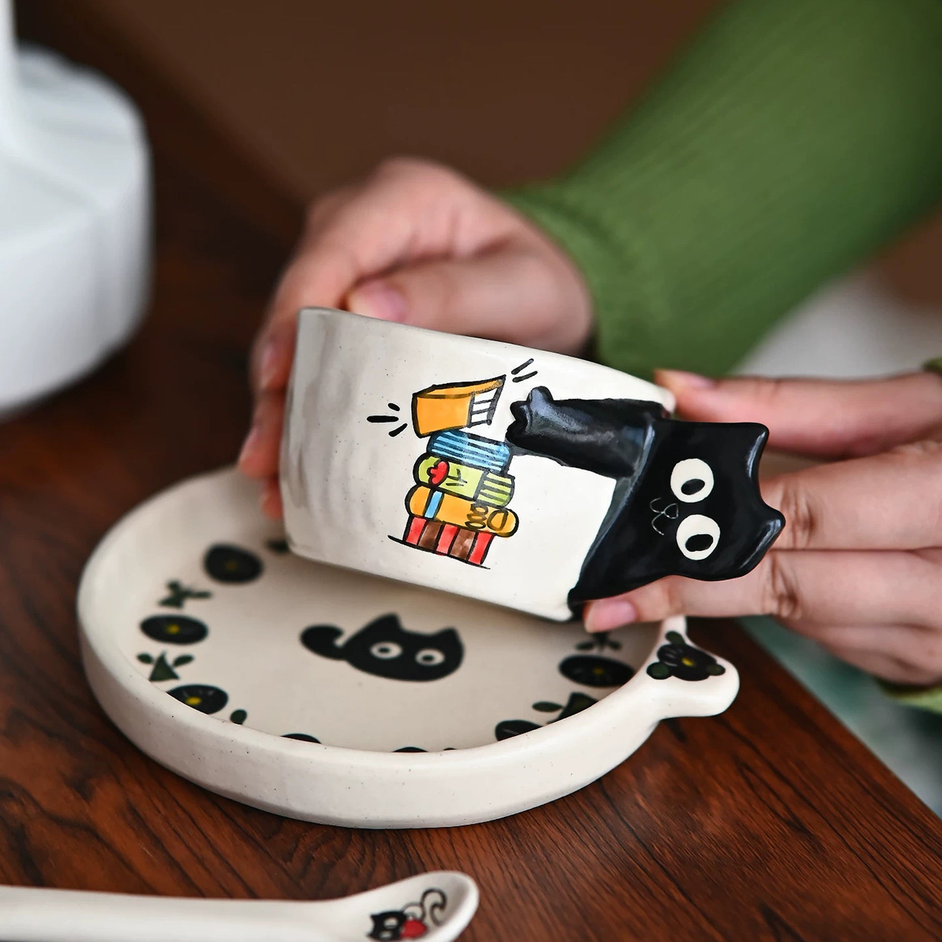Accompany Me Handcrafted Cat & Rabbit Ceramic Cup Collection
