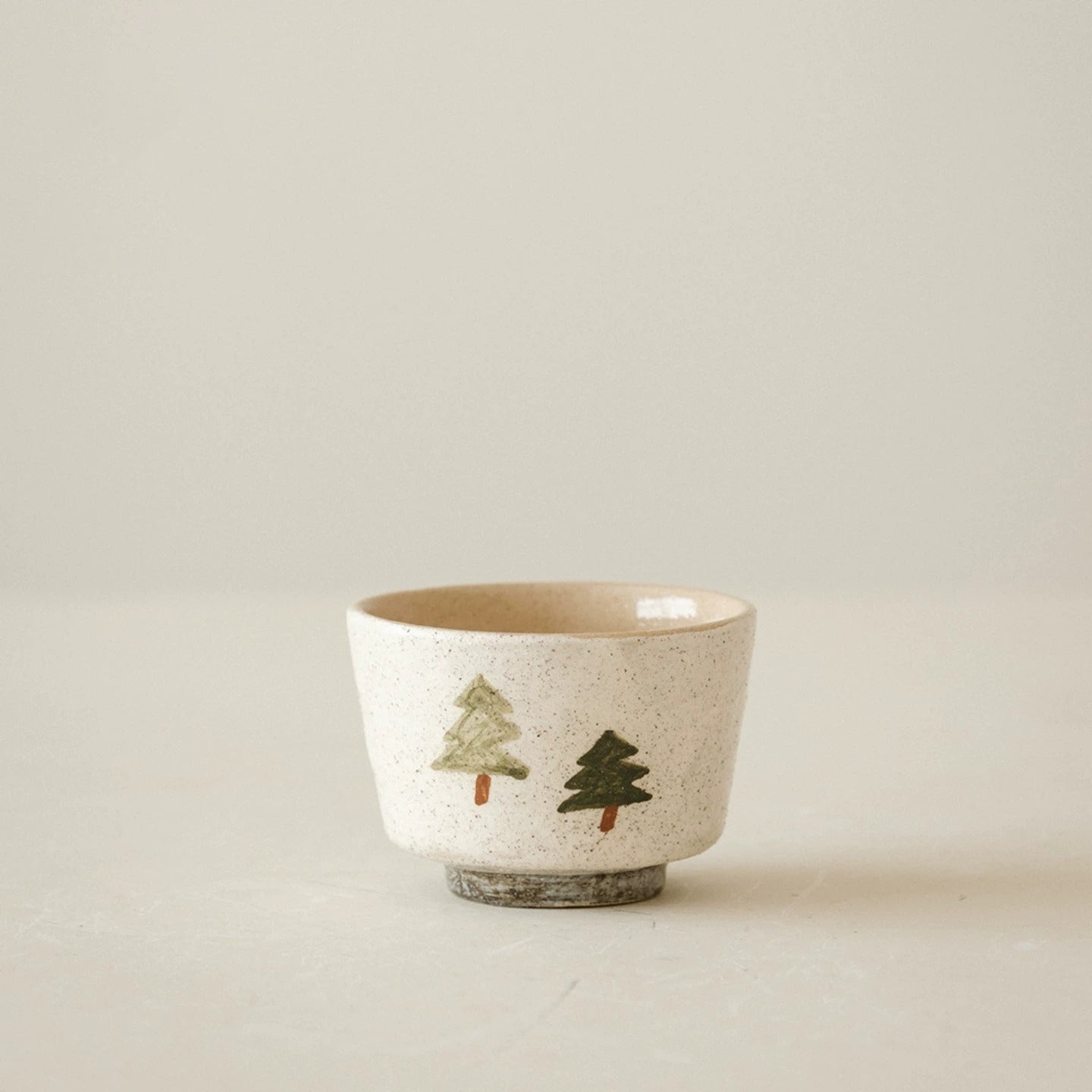 Hand-Painted Botanical Pink-Slip Ceramic Tea Cup