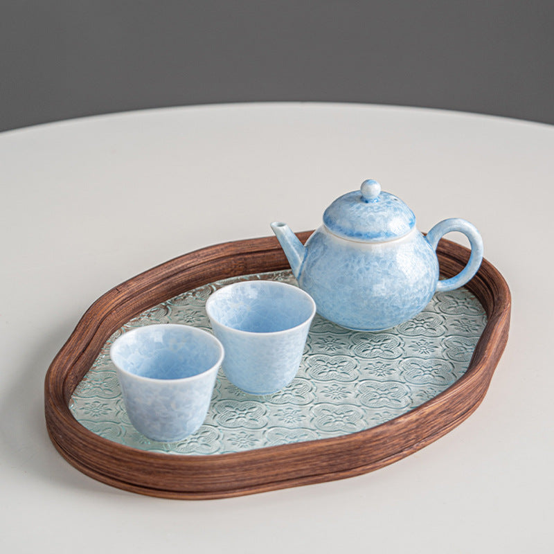 Chinese Sky Blue Kiln-Altered Crystalline Gongfu Tea Set