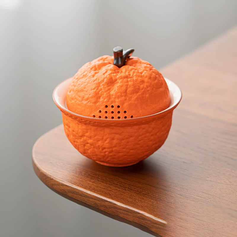 Chinese Tangerine Coarse Pottery Gongfu Teapot