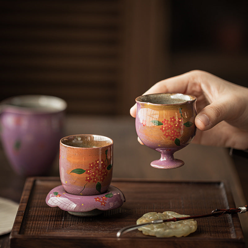 Hand-Painted Floral Ceramic Tea Cup