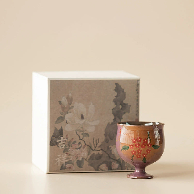 Hand-Painted Floral Ceramic Tea Cup