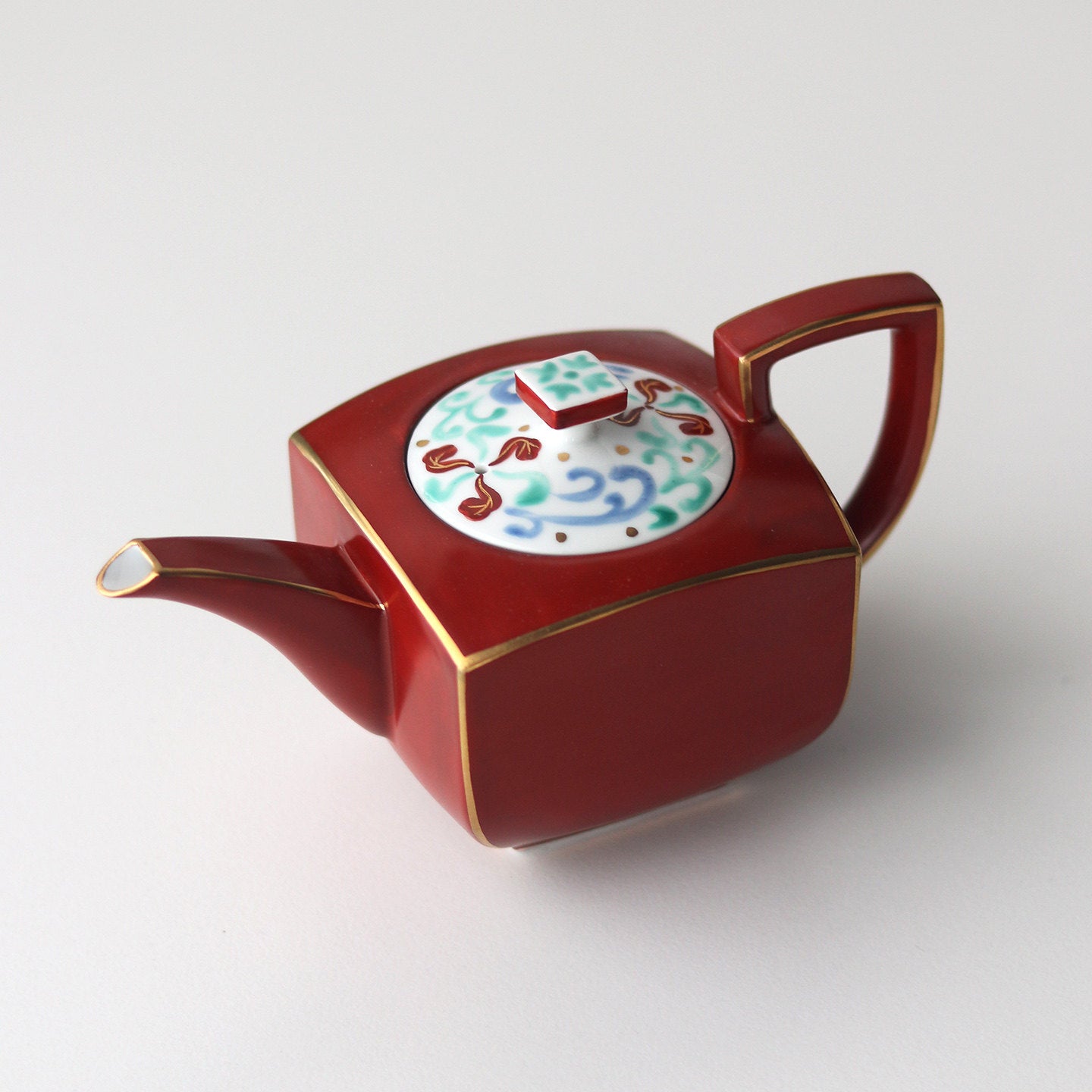 Japanese Mino Ware Aka-e Vermilion Teapot & Cup Set