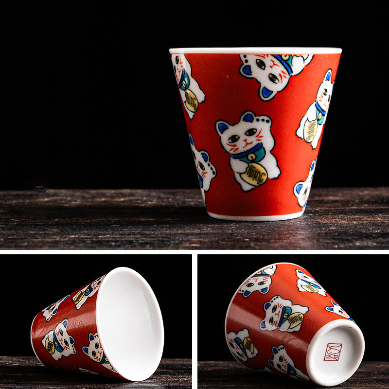 Hand-Painted Japanese Kutani-Yaki Porcelain Tea & Sake Cup