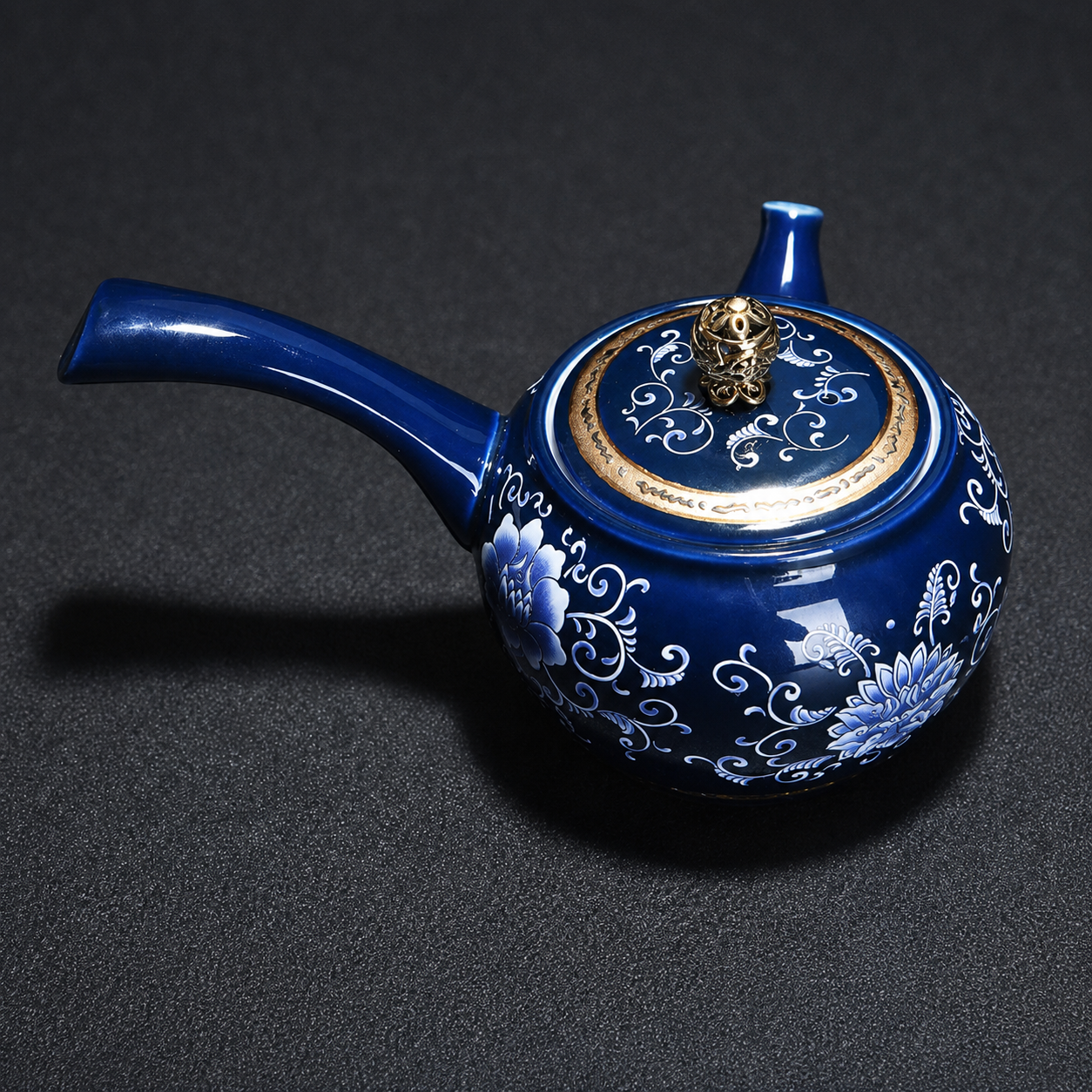 Blue Porcelain Side-Handle Teapot