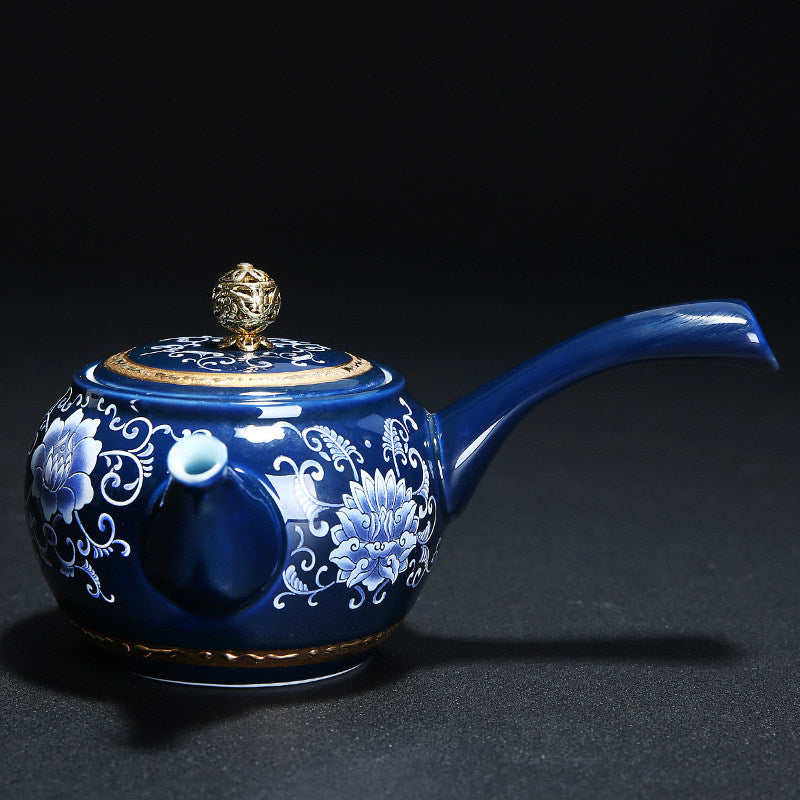 Blue Porcelain Side-Handle Teapot