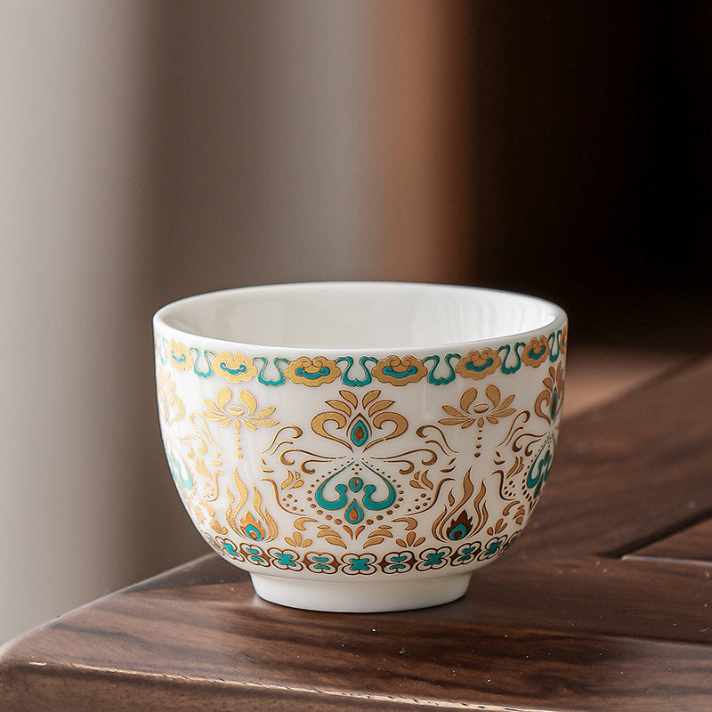 Mutton-Fat Jade Dunhuang Ceramic Teacup
