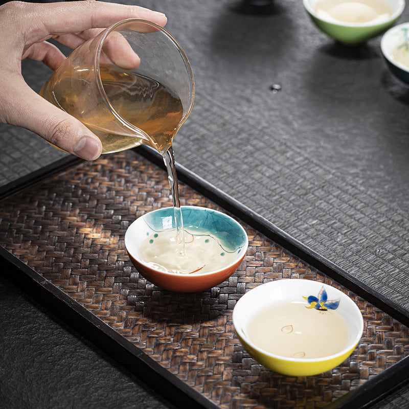Hand-Painted Six-Color Rainbow Gongfu Tea Cup