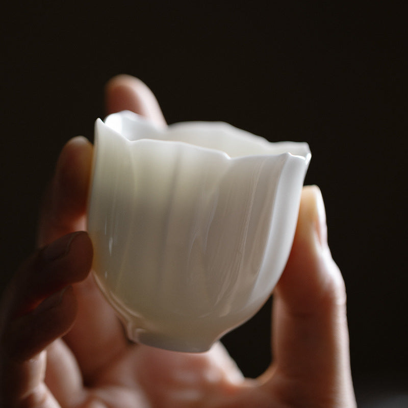 Mutton-Fat Jade-Like Porcelain Tulip Gongfu Tea Cup