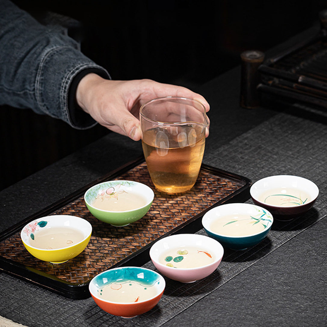 Hand-Painted Six-Color Rainbow Gongfu Tea Cup