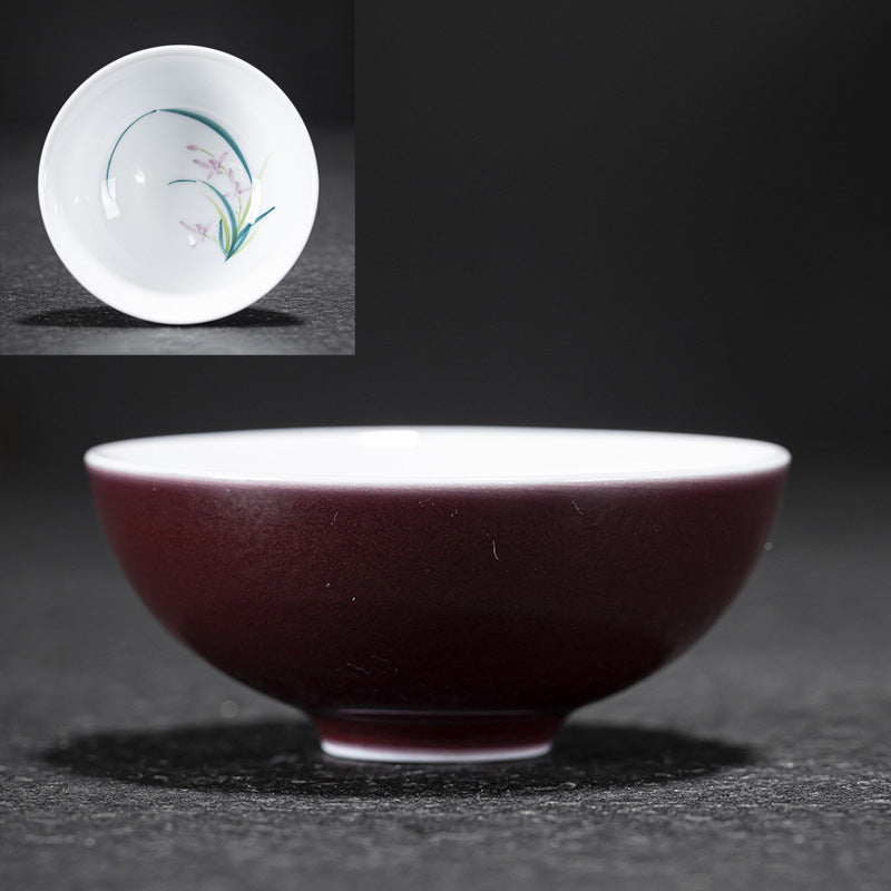 Hand-Painted Six-Color Rainbow Gongfu Tea Cup