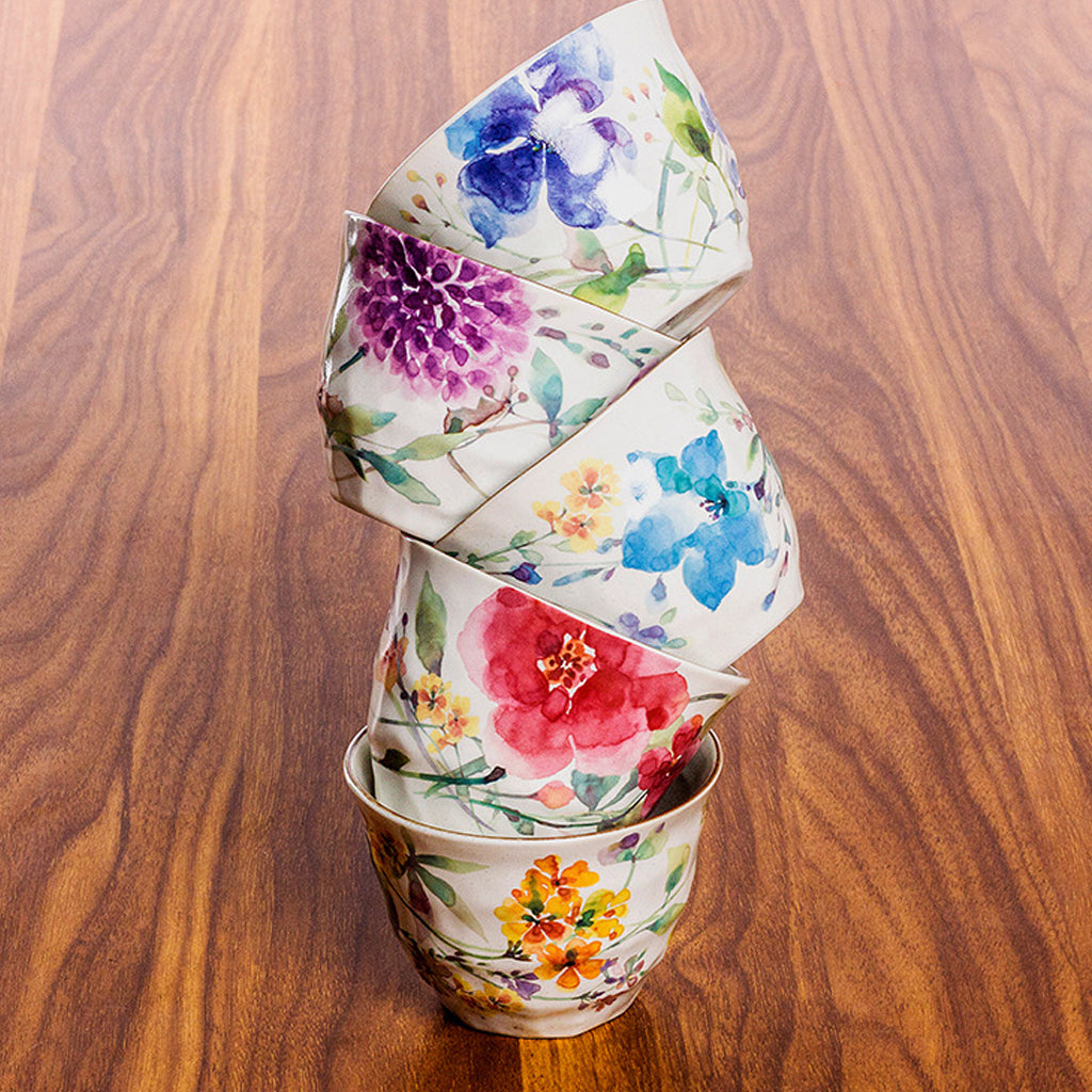 Japanese Wabi-Sabi Floral Ceramic Tea Set