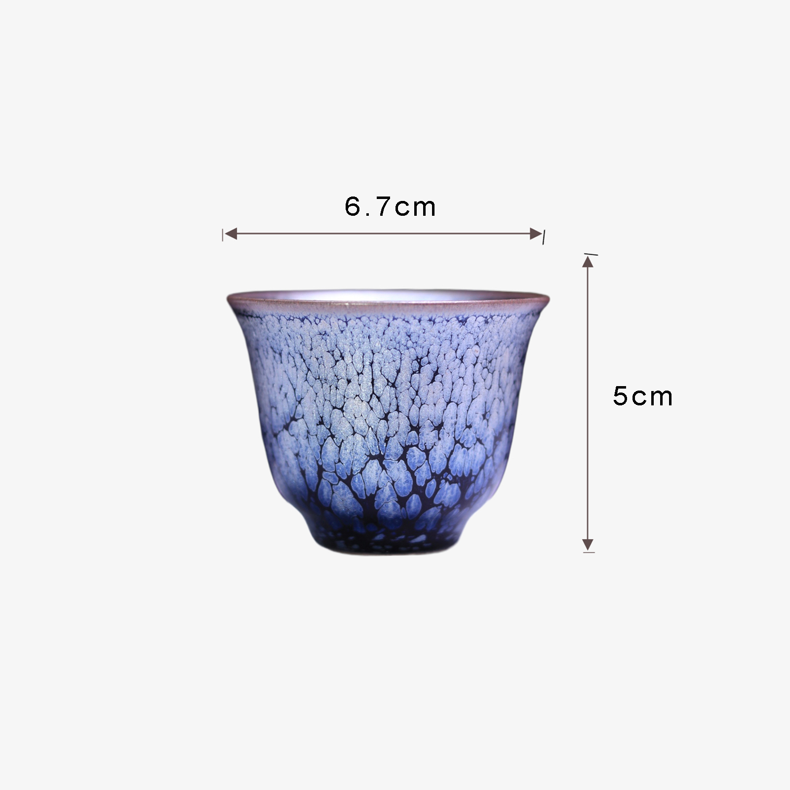 Purple Golden Feather Handheld Stove-Style Teacup