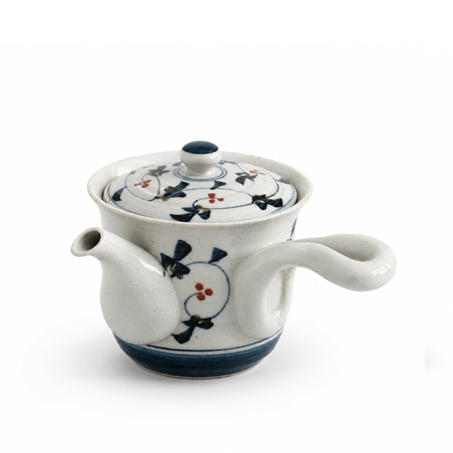 Ancient Glaze Floral Side-Handle Ceramic Tea Set