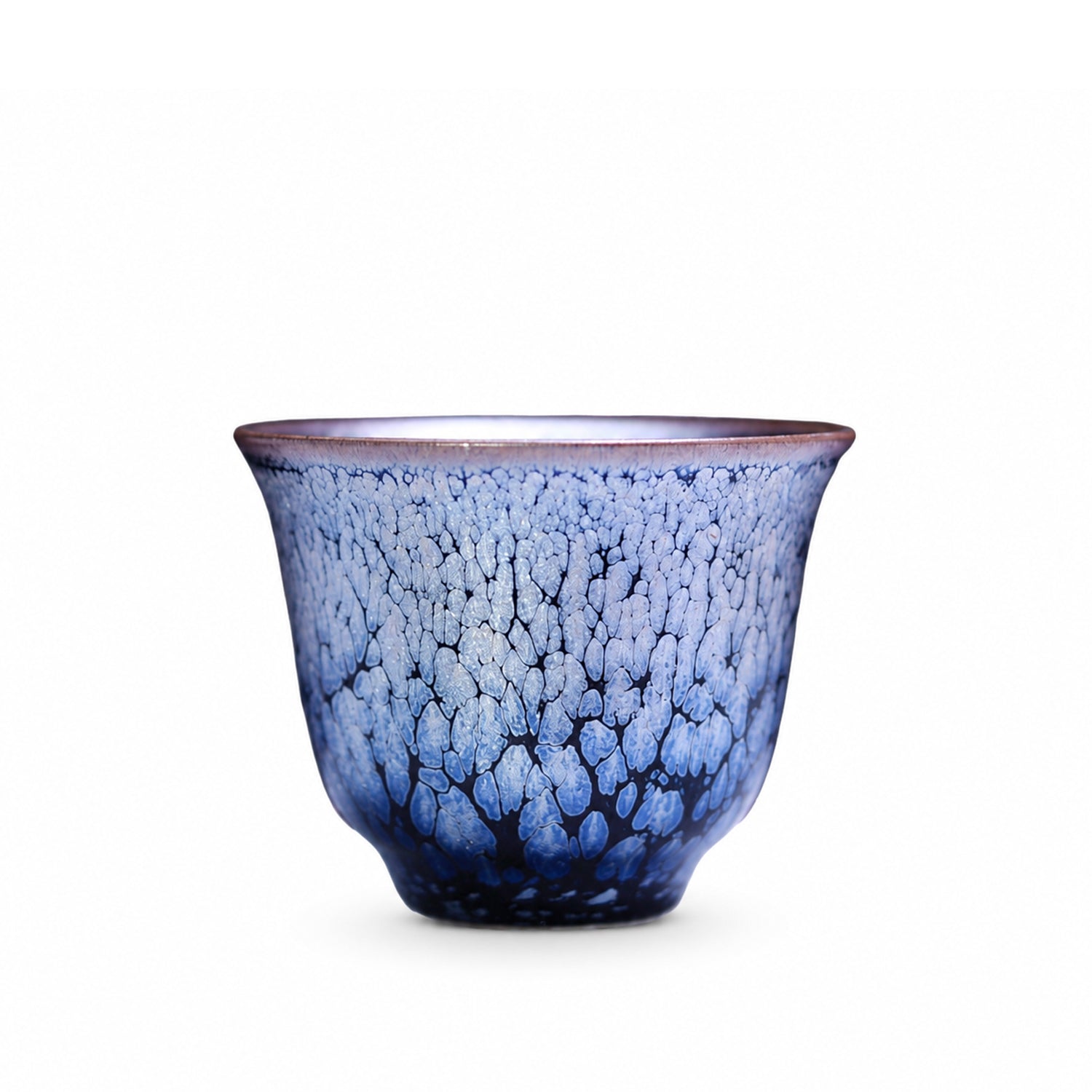 Purple Golden Feather Handheld Stove-Style Teacup