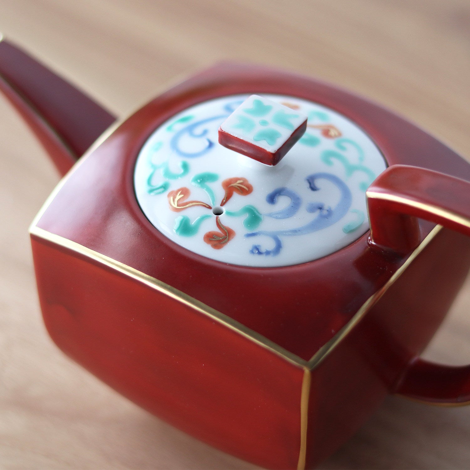 Japanese Mino Ware Aka-e Vermilion Teapot & Cup Set