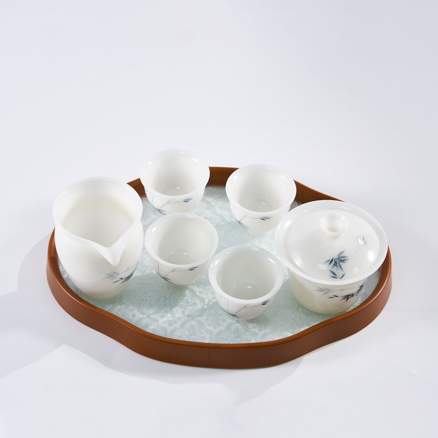 Jade-Glaze Hand-Painted Portable Tea Set