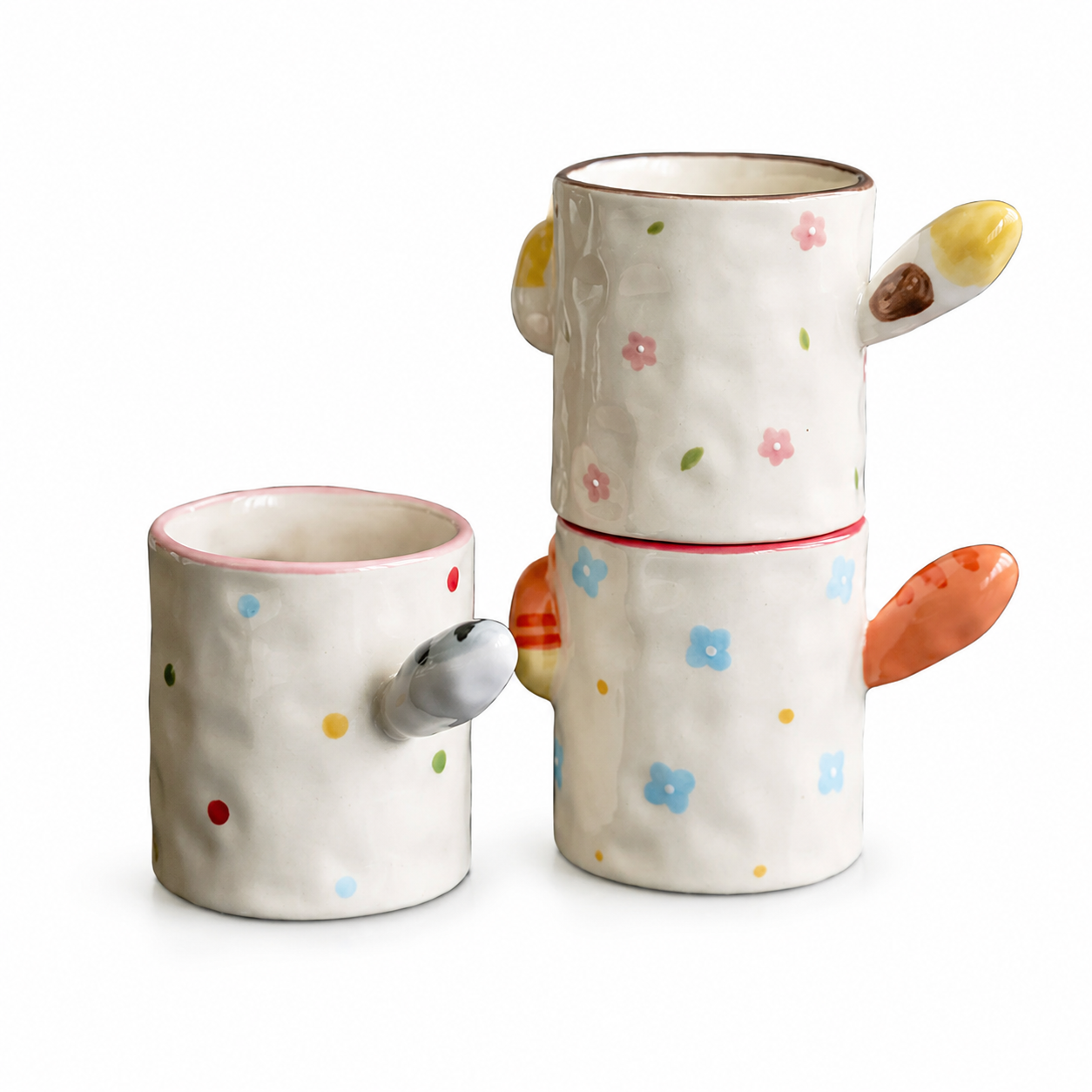 Handcrafted Ceramic Cat Mug with 3D Tail Handle