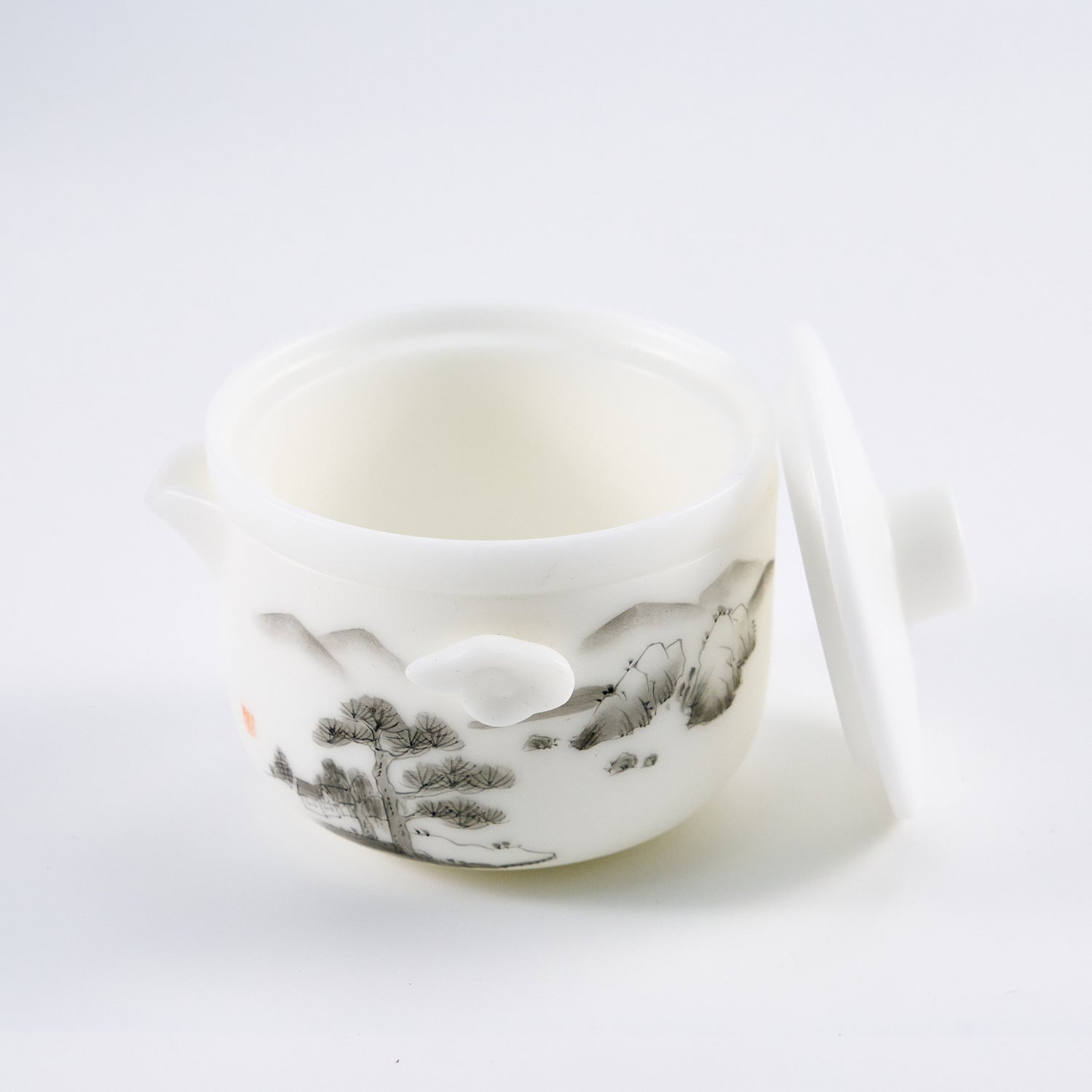 Icy-Glaze Hand-Painted Landscape Travel Tea Set