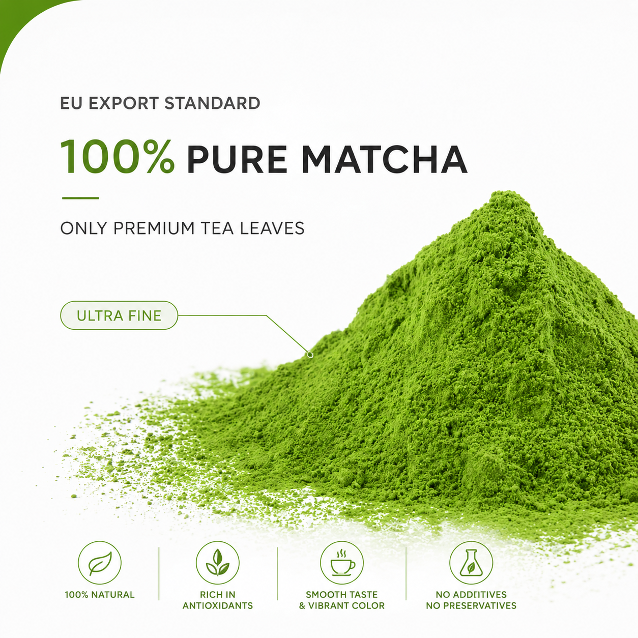 Organic pure matcha powder