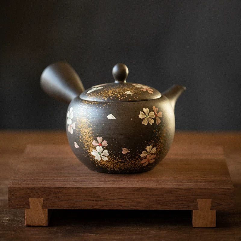 Japanese Sakura Black Clay Kyusu Teapot Collection