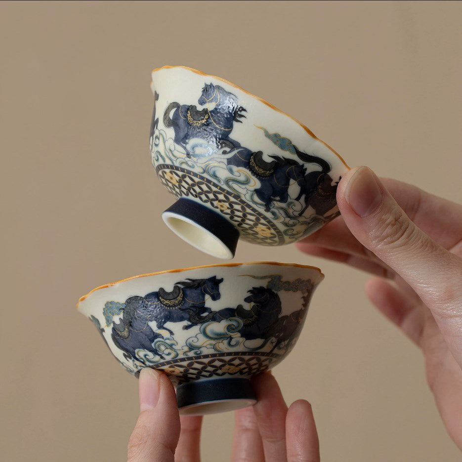 Blue Galloping Horse Gongfu Tea Cup