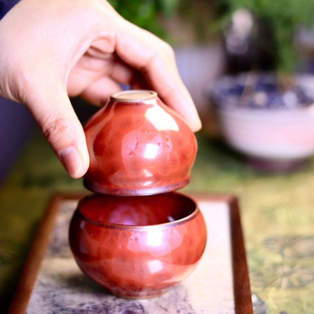 Fortune & Blessing Double Auspicious · Persimmon Red