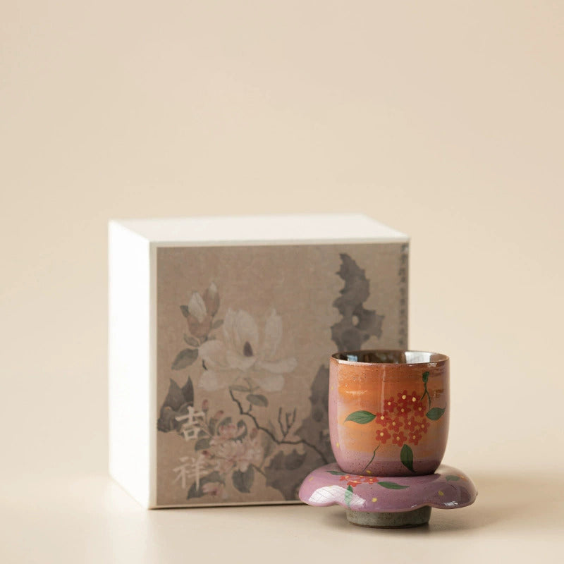 Hand-Painted Floral Ceramic Tea Cup