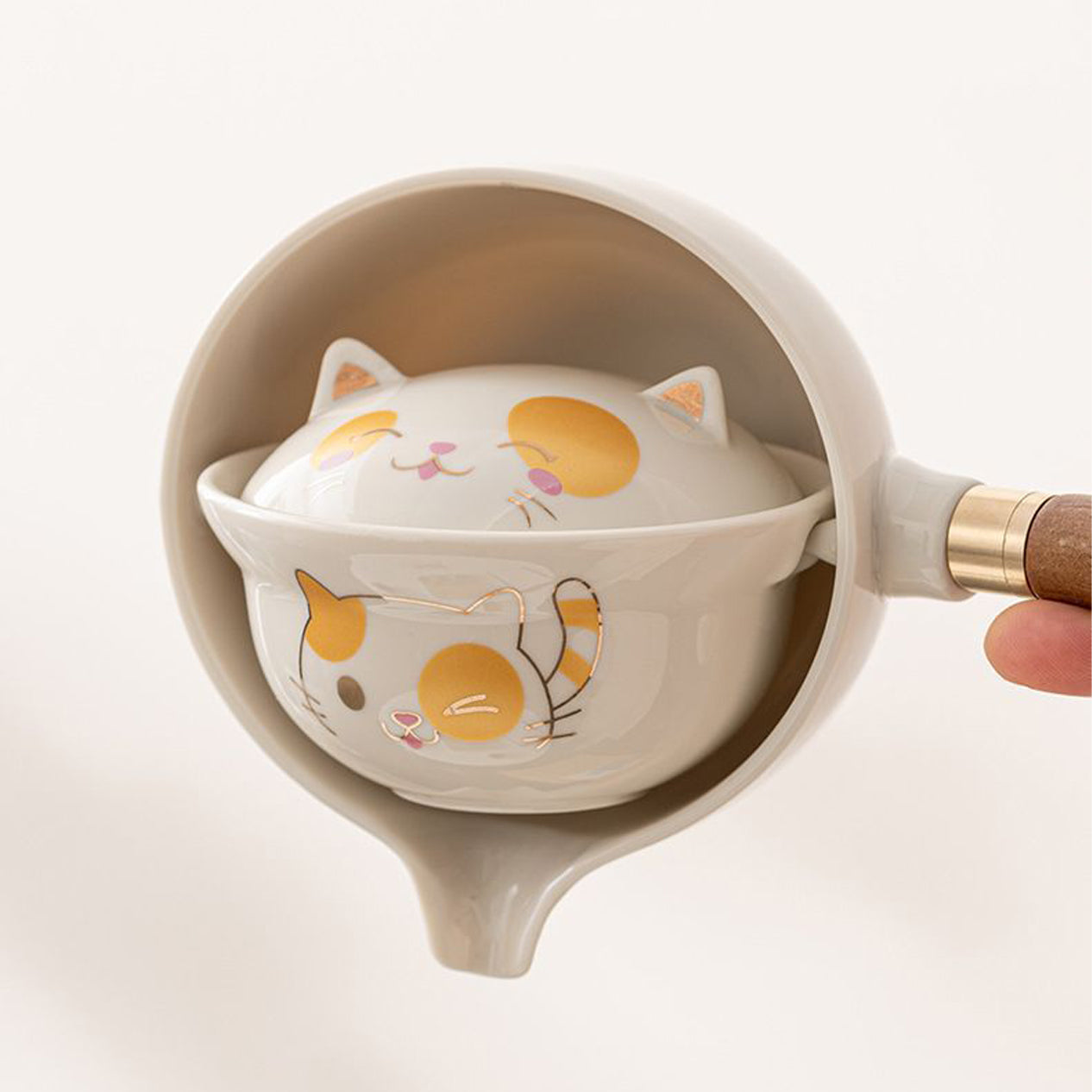 Maneki Neko Lucky Cat Rotating Gongfu Tea Set