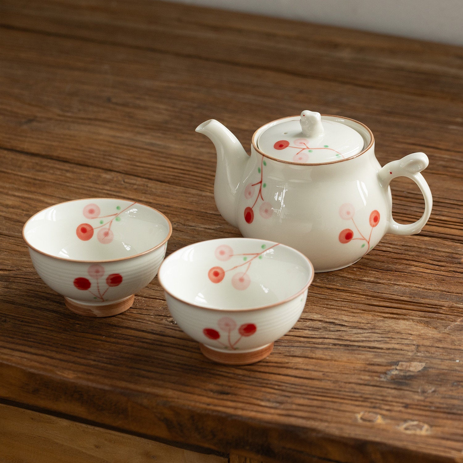 Japanese Cherry Blossom Rabbit Ceramic Tea Set