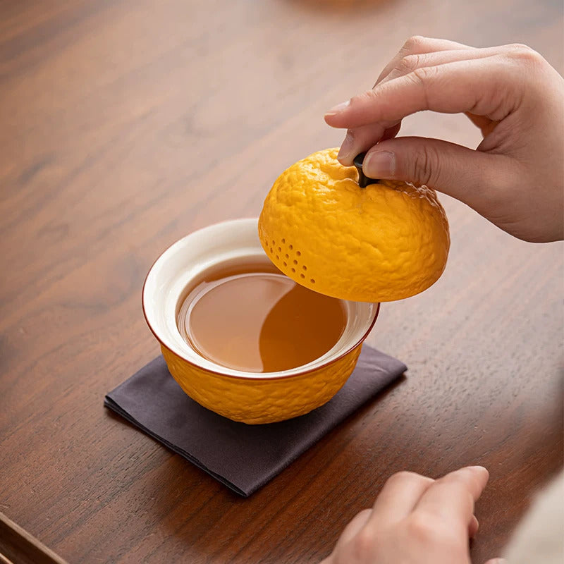 Chinese Tangerine Coarse Pottery Gongfu Teapot