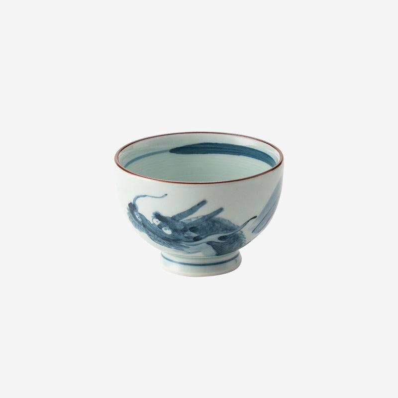 Longyao Blue Floral Side-Handle Ceramic Tea Set