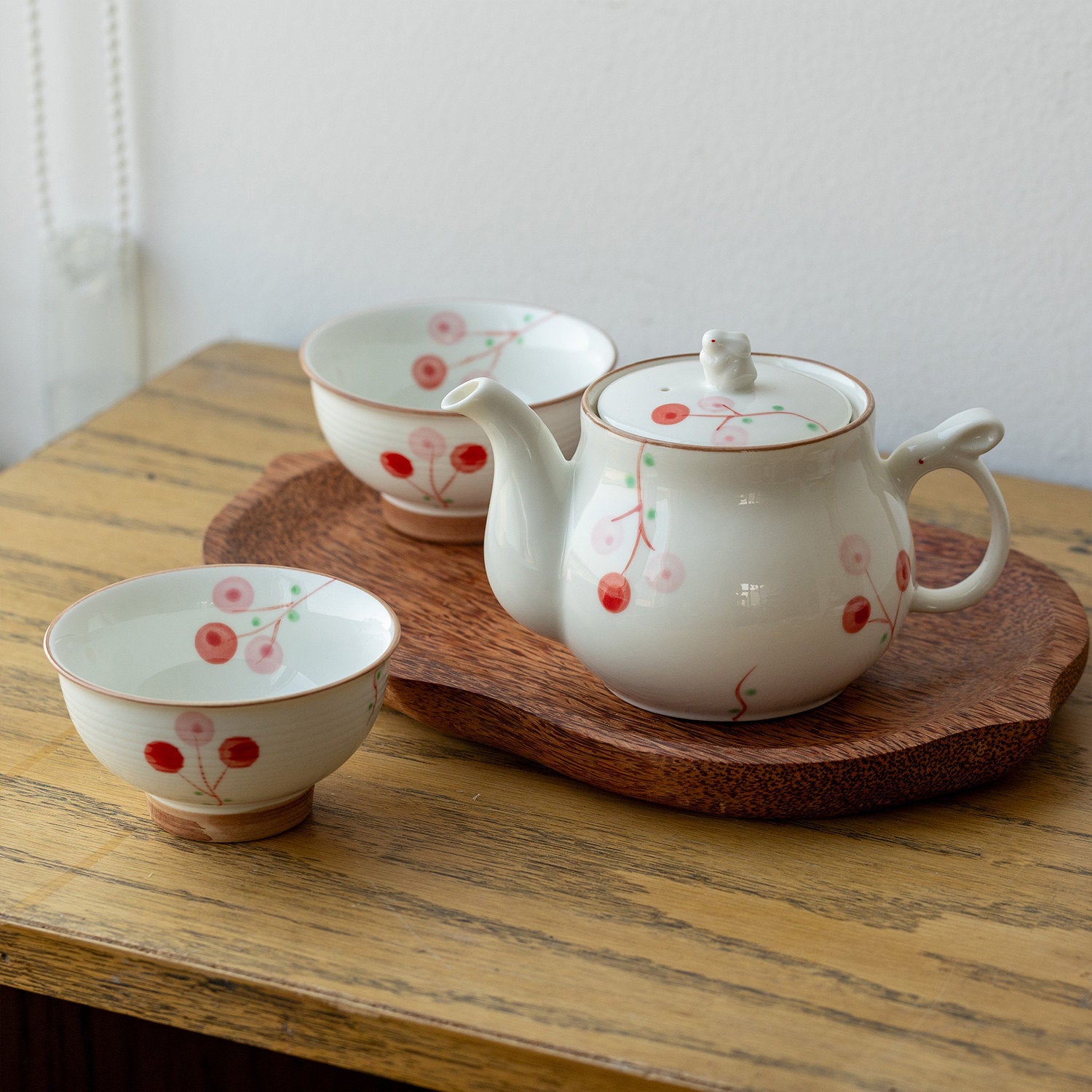 Japanese Cherry Blossom Rabbit Ceramic Tea Set