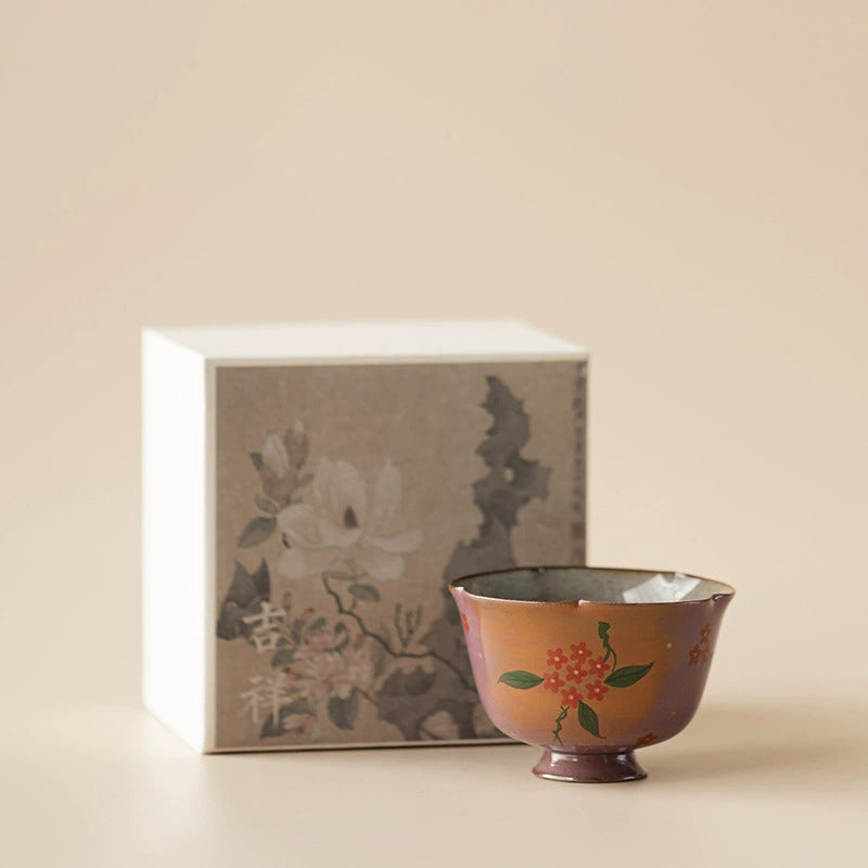 Hand-Painted Floral Ceramic Tea Cup